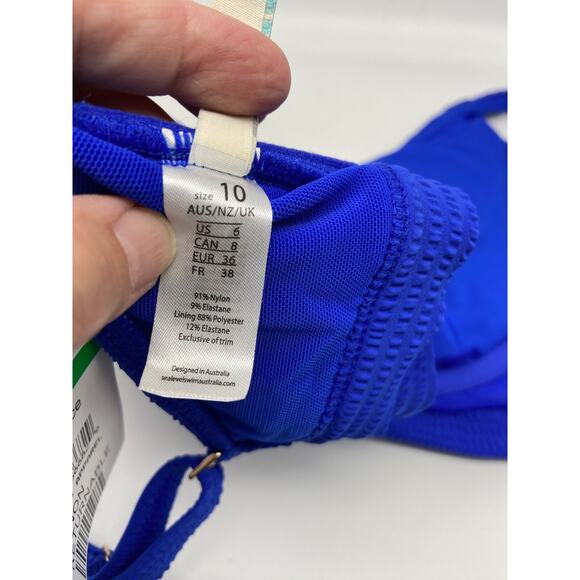Sea Level Swim Top Bikini Women’s Size 6 Blue Underwire Removable Pads Multiway - Picture 9 of 11